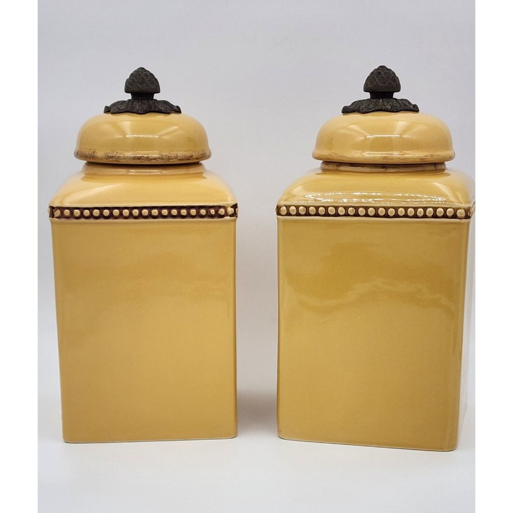 4 Pcs Canister Set, Metal Acorn Pull Top Each -no base- By Gracious Good